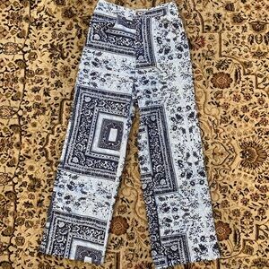 SHEIN WOMEN JEANS PAISLEY SCARF PRINT‎ WIDE LEG PANTS SIZE XS BLUE
